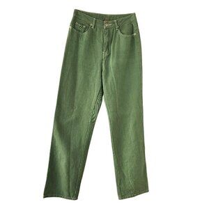 Beige Botany Cotton High Rise Jeans Womens S Green Designer Straight Leg Denim